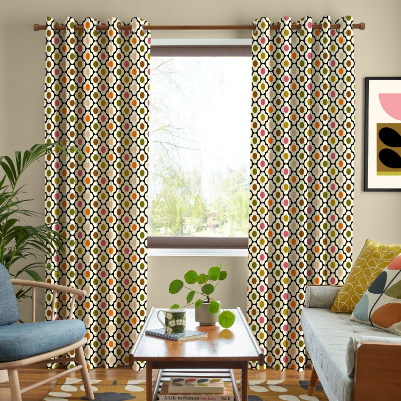 Orla Kiely Spot Flower Ditsy Red Multi Curtains
