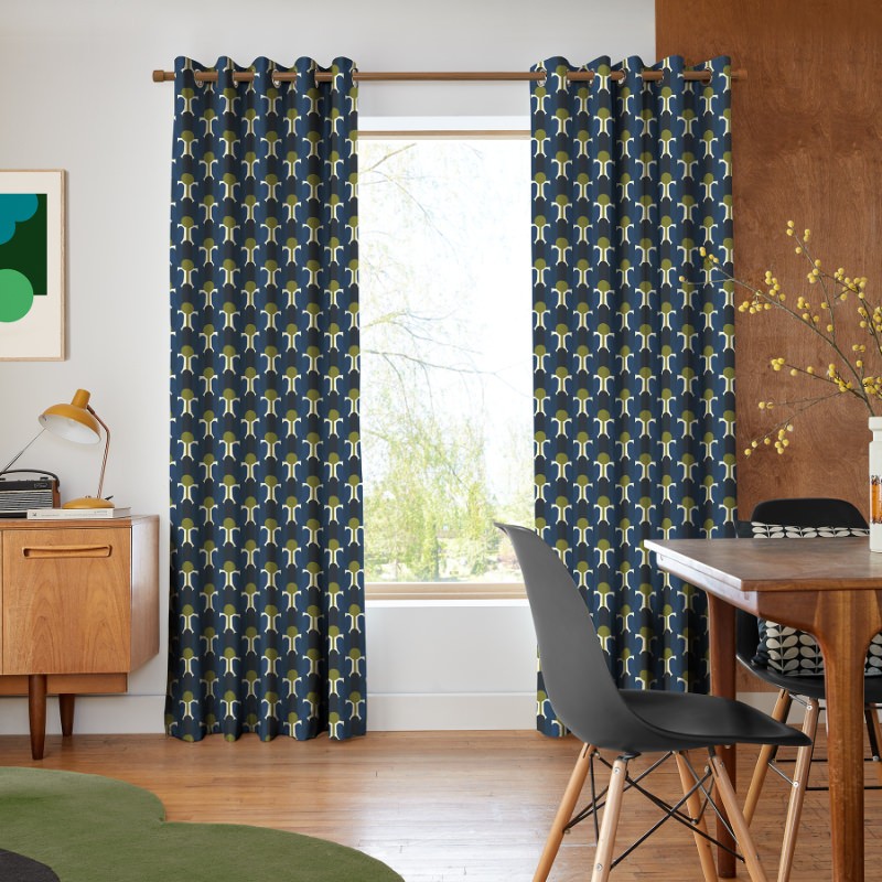 Orla Kiely Florida Navy Whale Curtains
