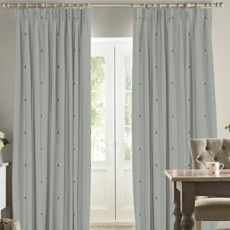 Sophie Allport Bee Pale Slate Curtains