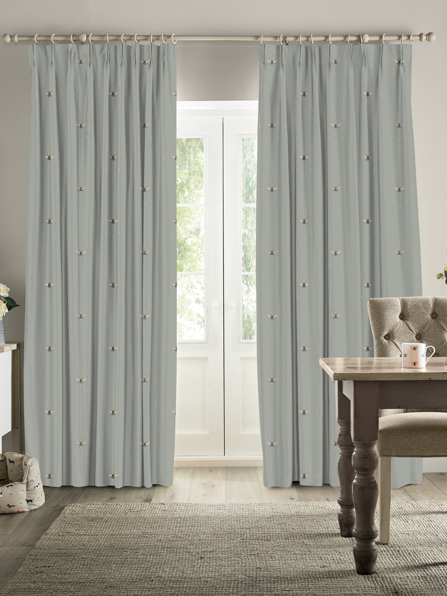 sophie allport bee pale slate curtains