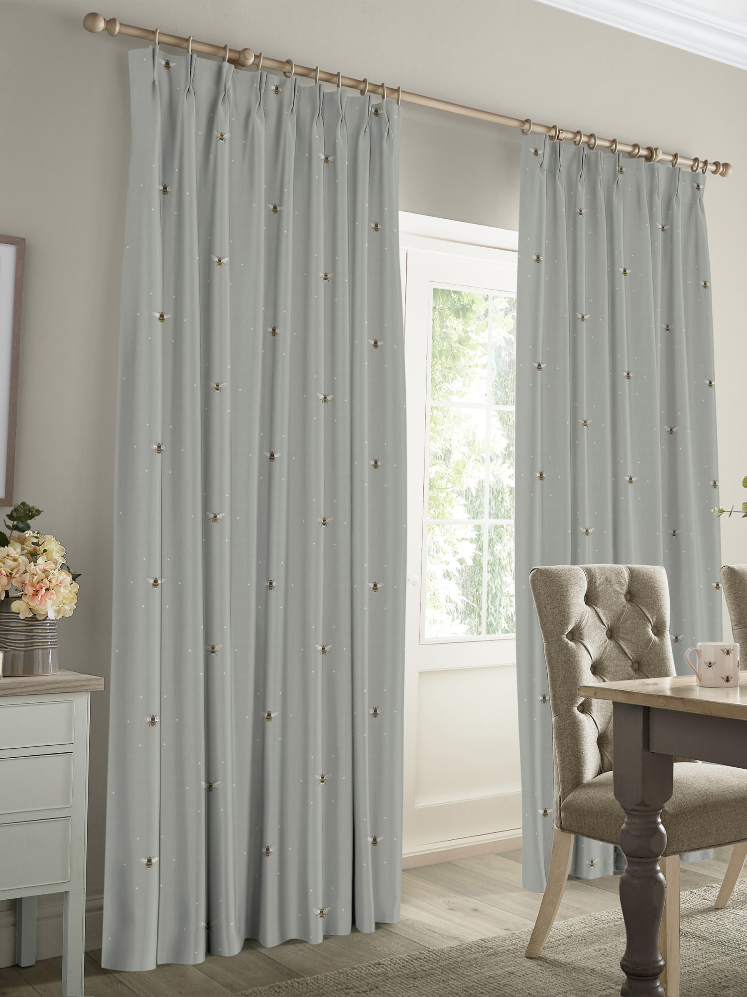 sophie allport bee pale slate curtains