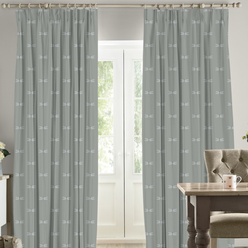 Sophie Allport Dragonfly Grey Blue Curtains