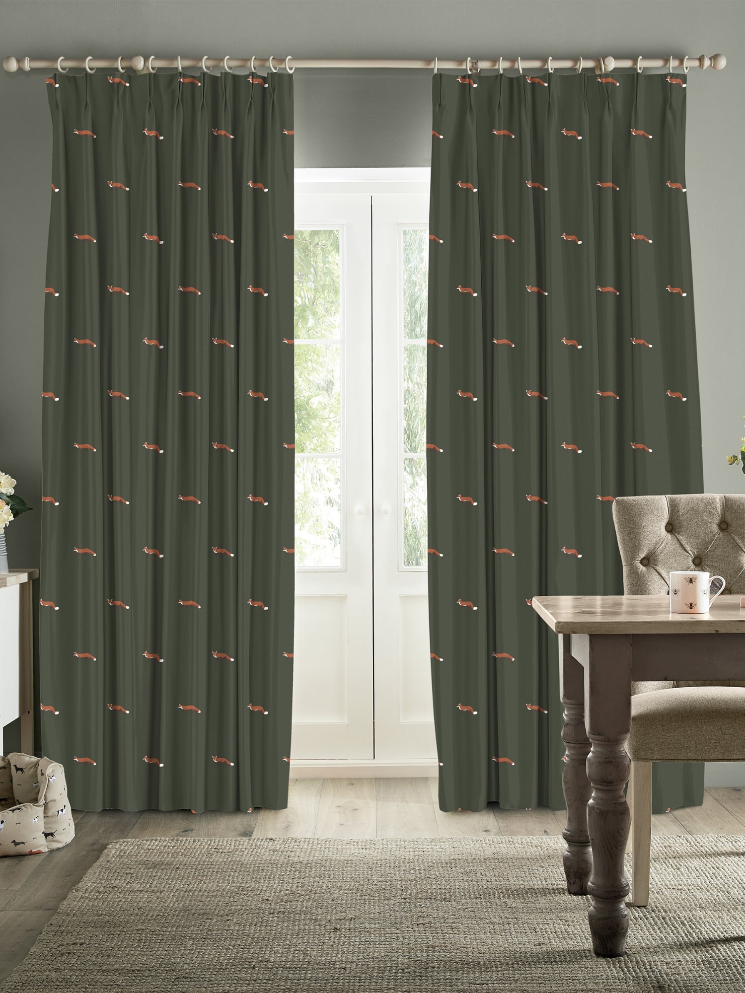 sophie allport foxes forest green curtains