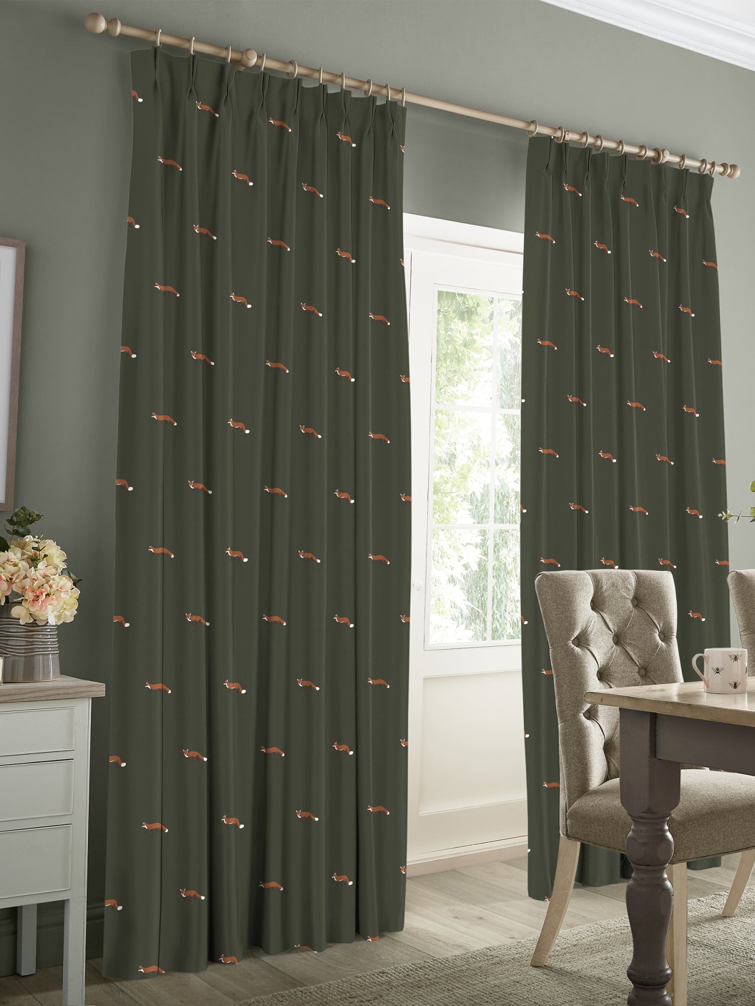 sophie allport foxes forest green curtains