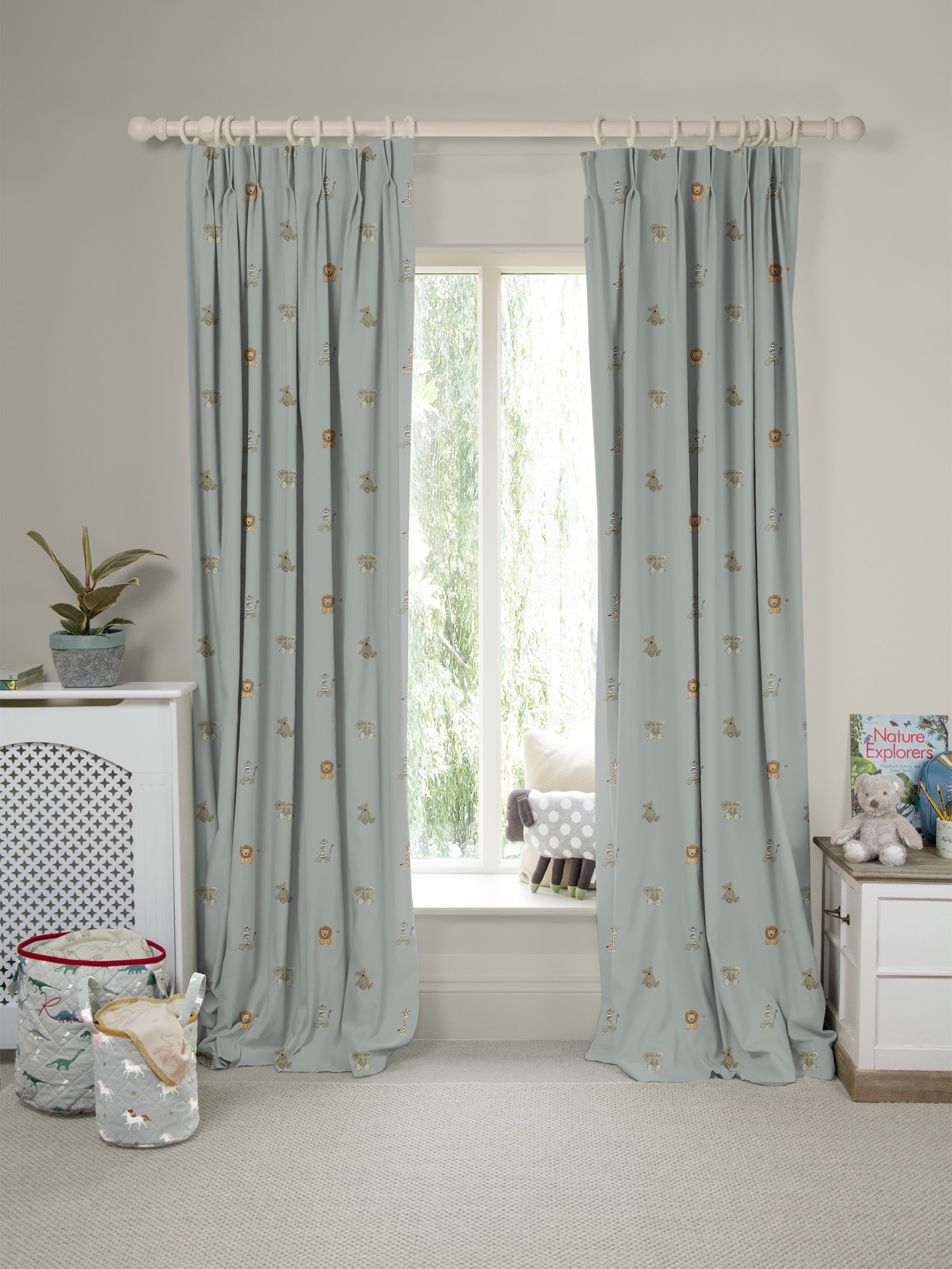 sophie allport bears sage green curtains