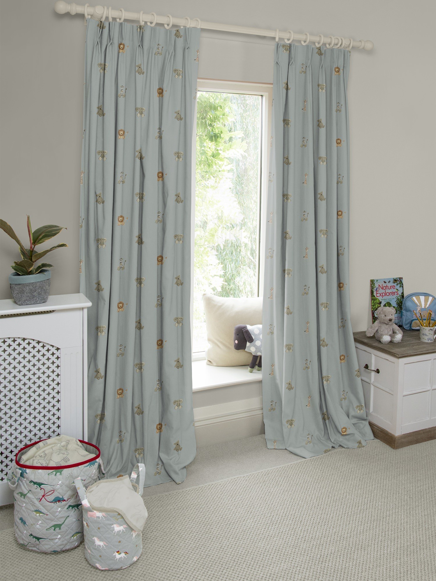 sophie allport bears sage green curtains