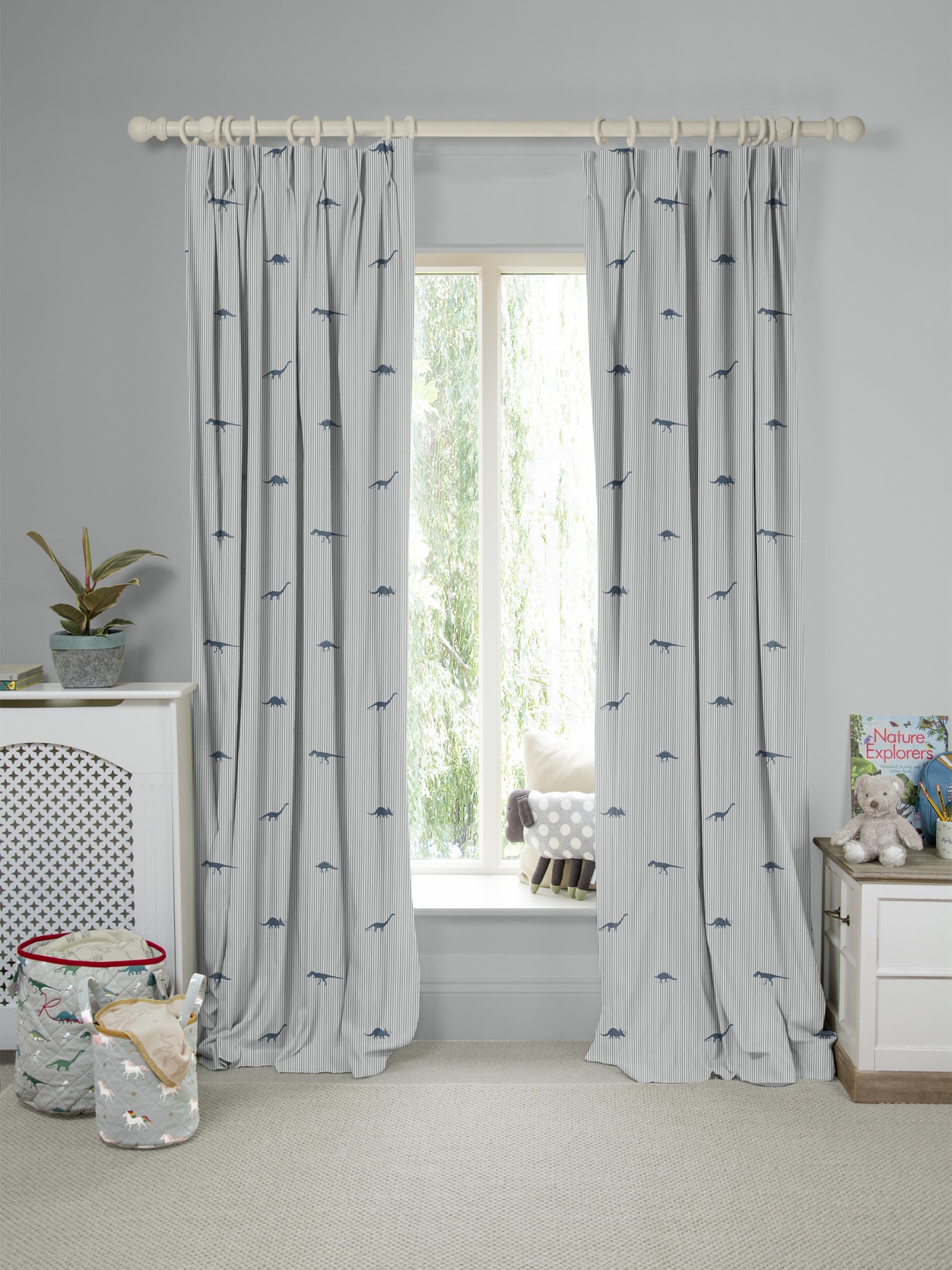 sophie allport dinosaur navy curtains