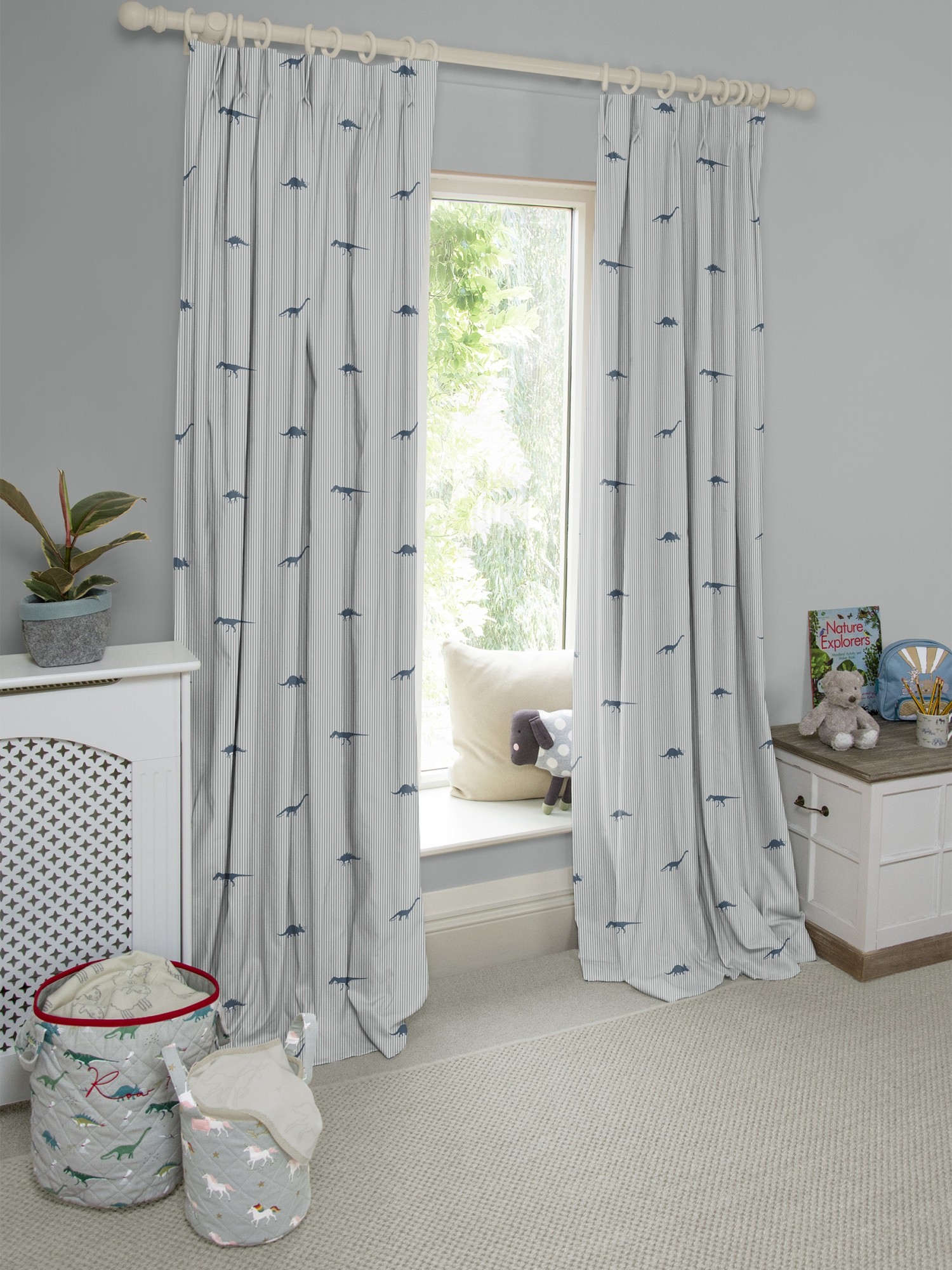 sophie allport dinosaur navy curtains