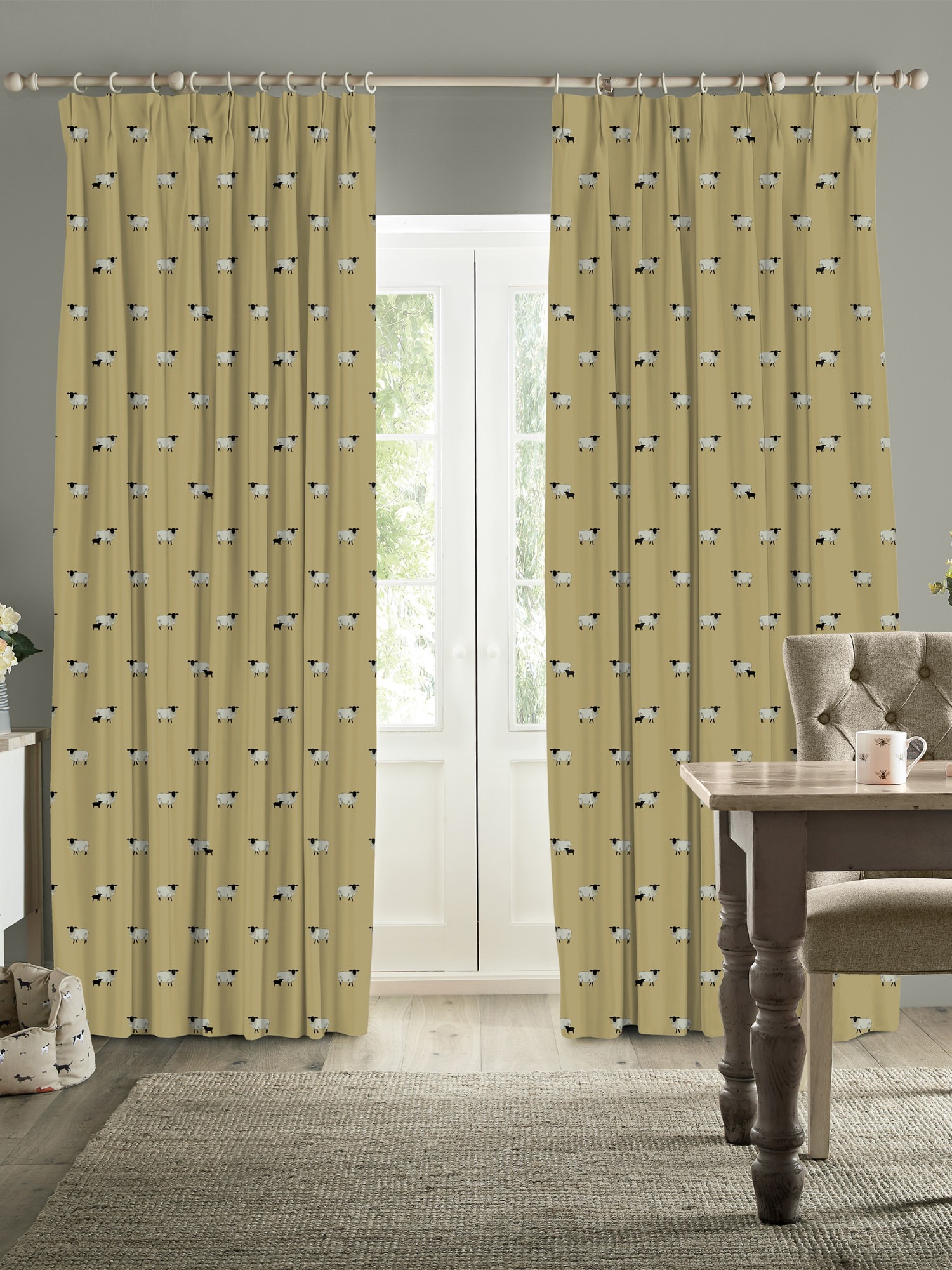 sophie allport sheep ochre curtains