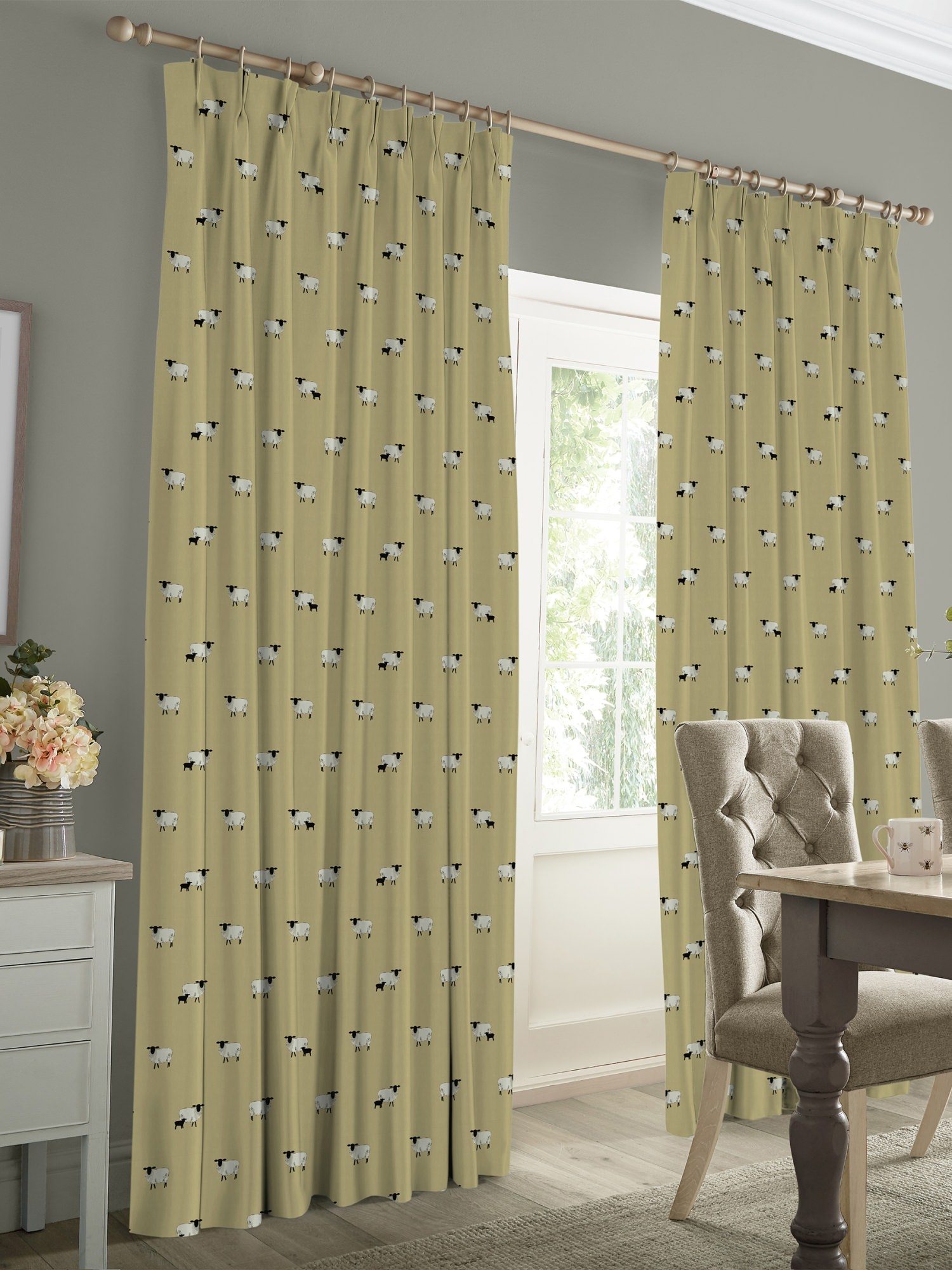 sophie allport sheep ochre curtains