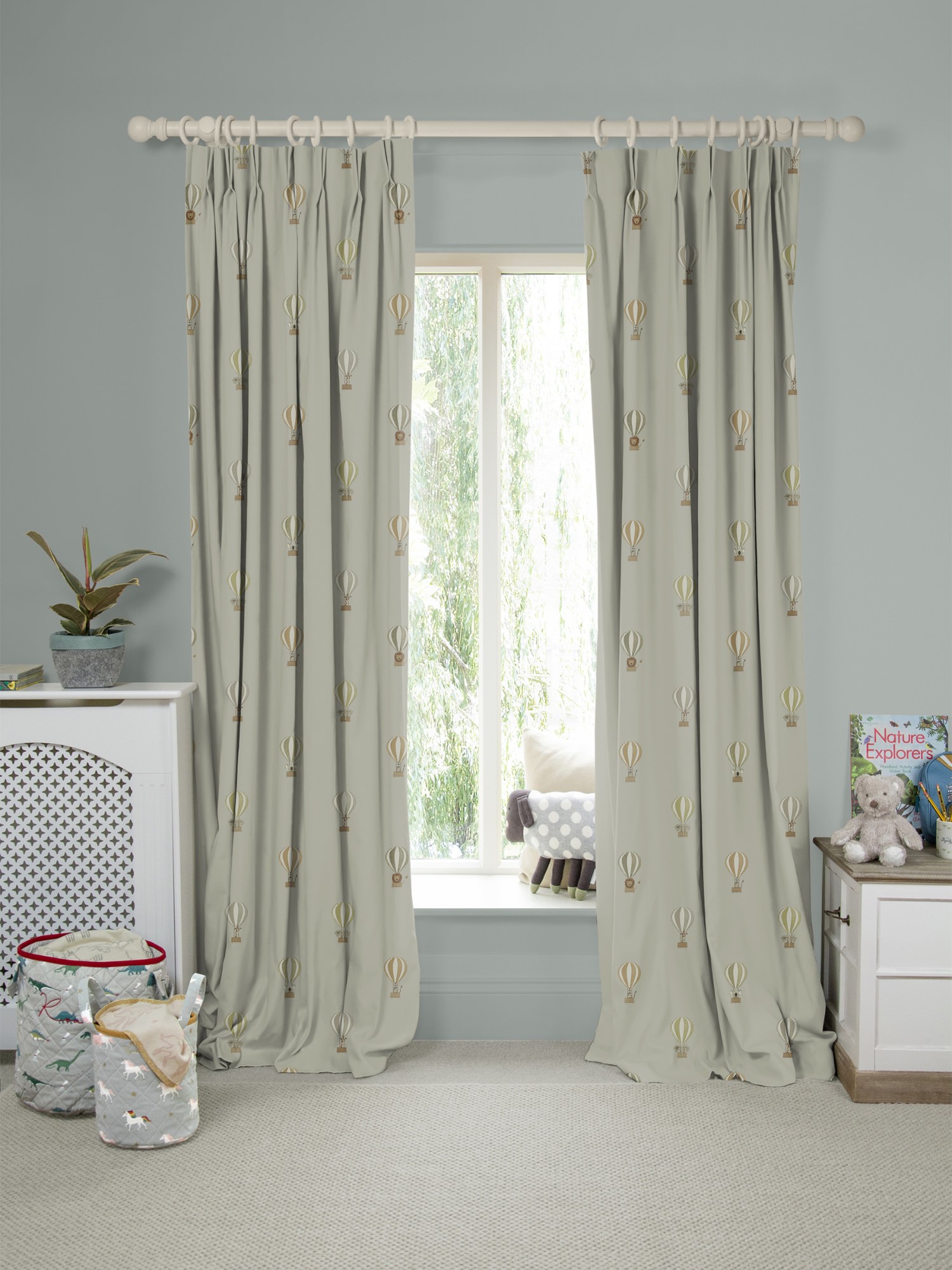 sophie allport bears & balloons mint grey curtains