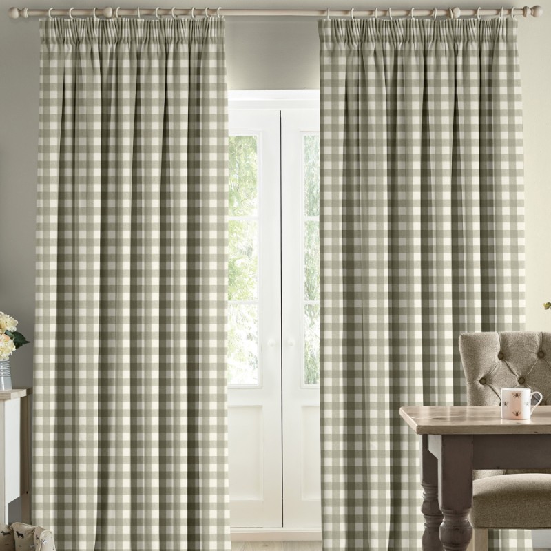 Sophie Allport Gingham Warm Stone Curtains