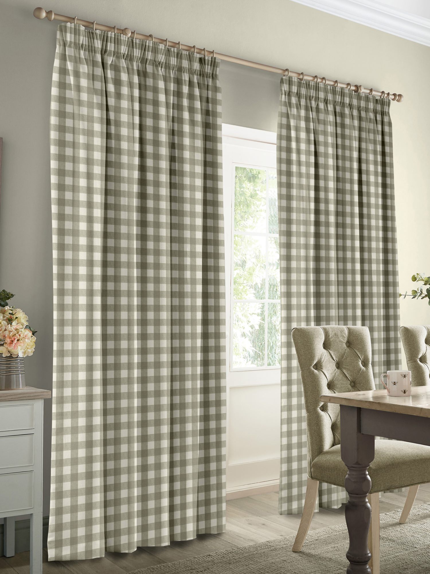 sophie allport gingham warm stone curtains