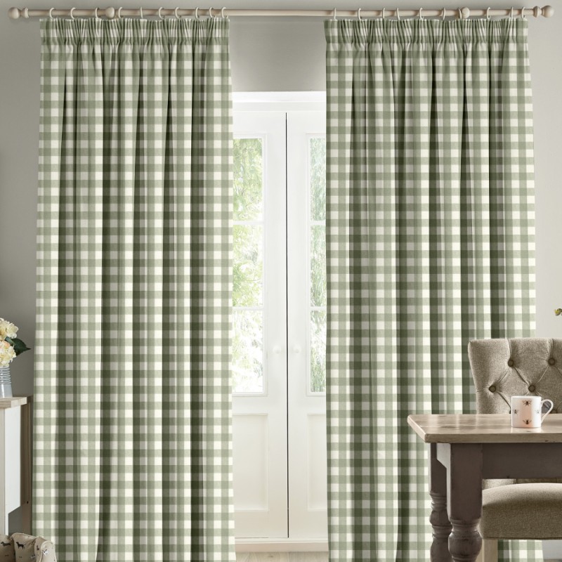 Sophie Allport Gingham Sage Green Curtains