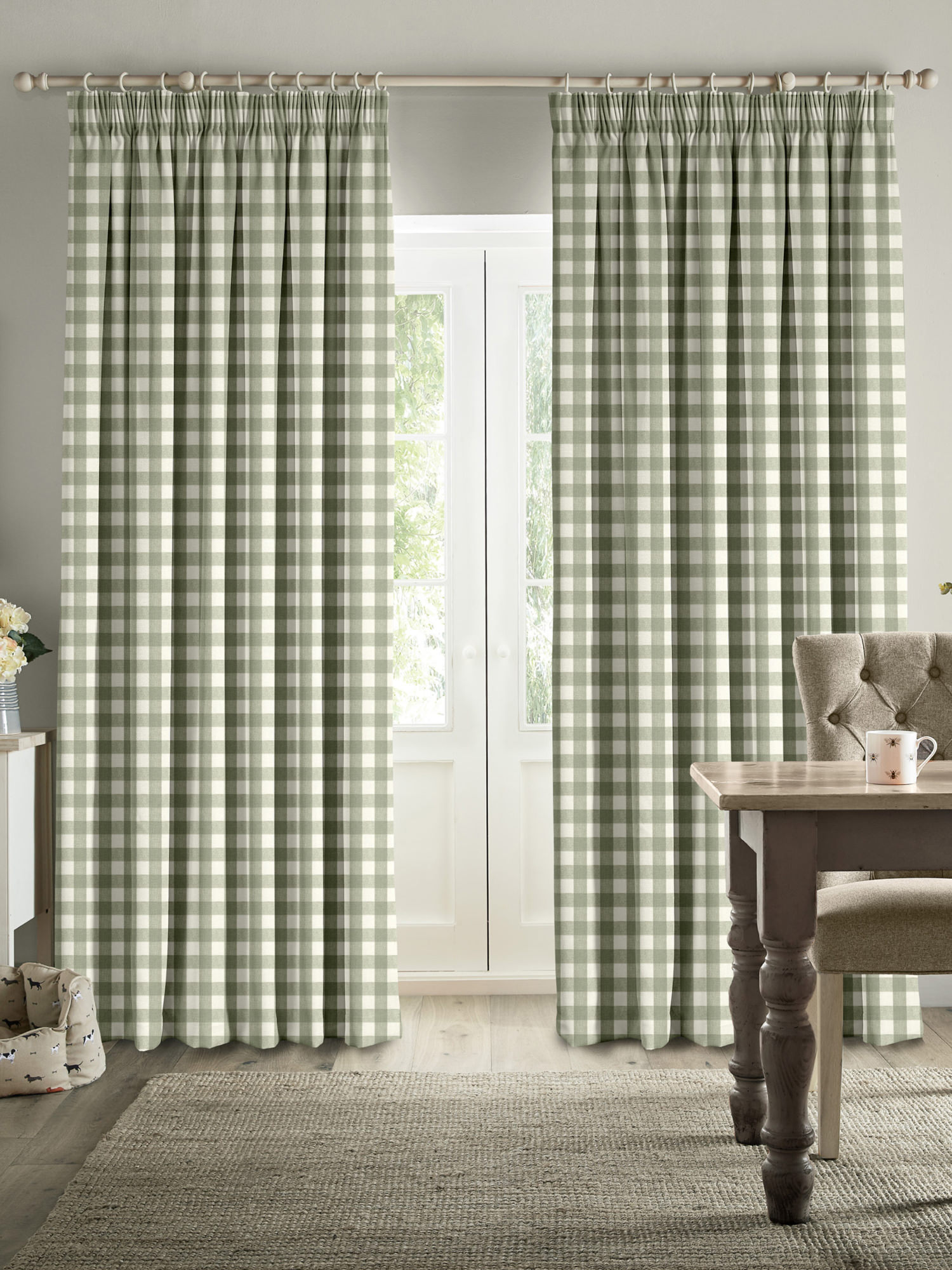 sophie allport gingham sage green curtains