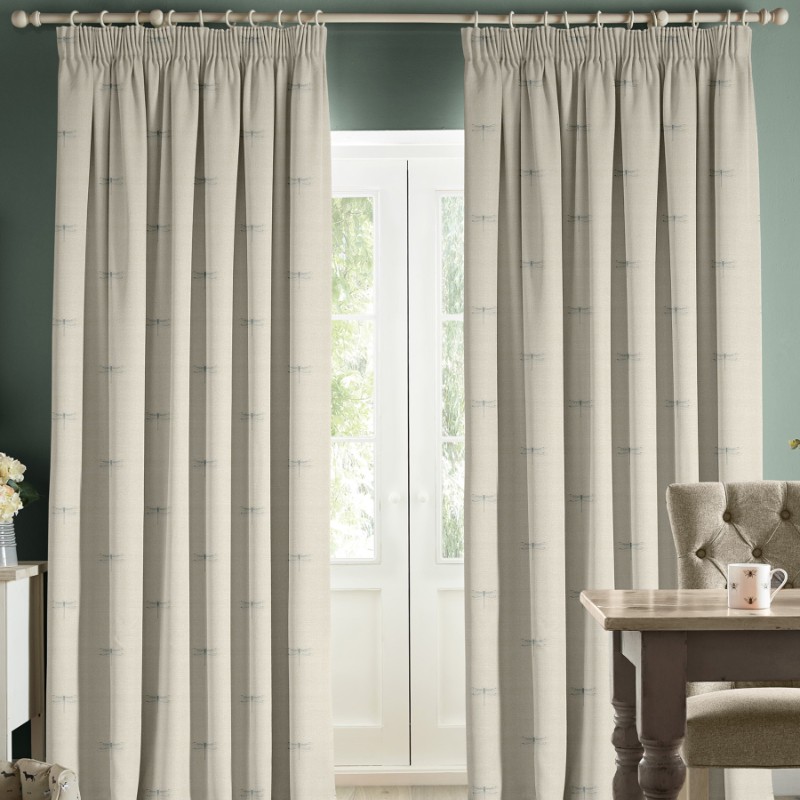 Sophie Allport Vector Dragonfly Duck Egg Linen Curtains