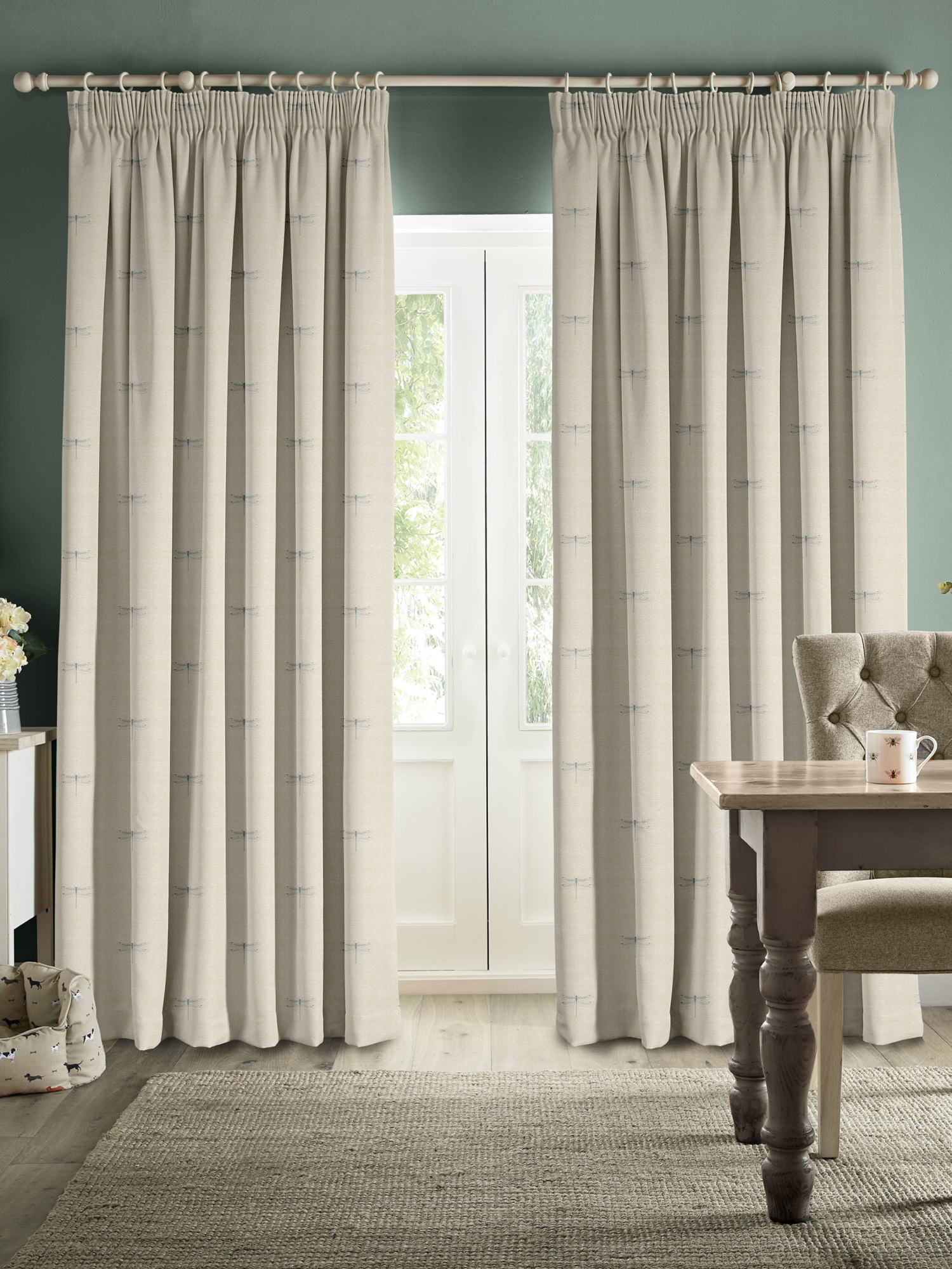 sophie allport vector dragonfly duck egg linen curtains