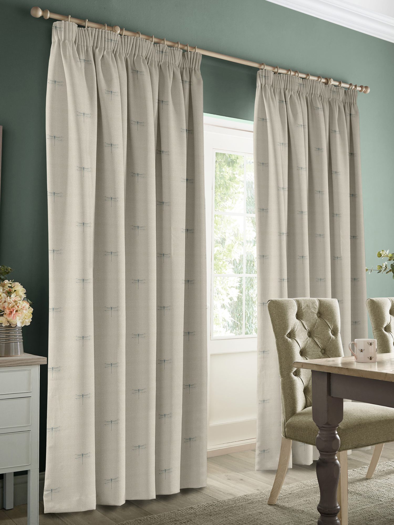sophie allport vector dragonfly duck egg linen curtains