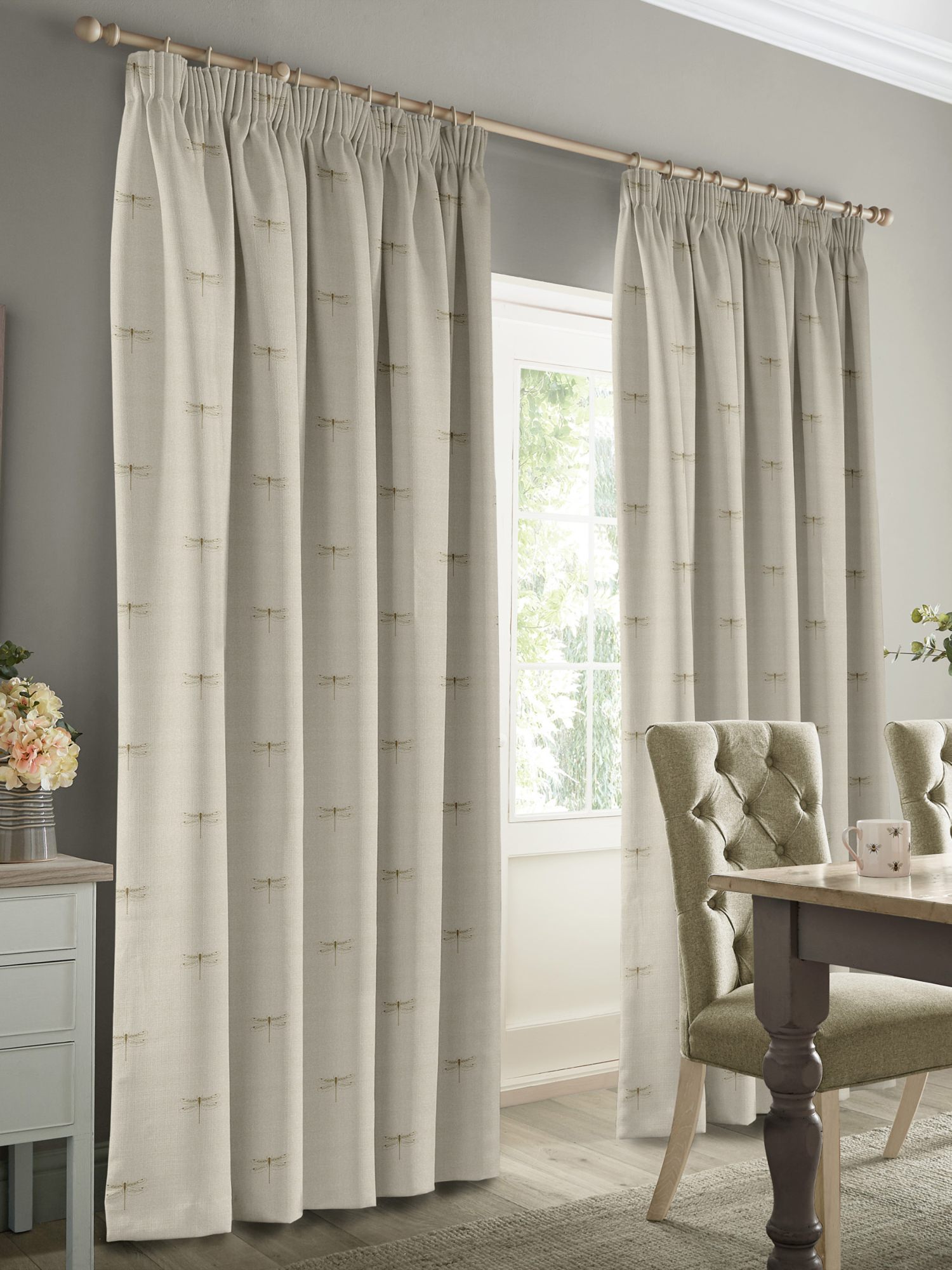 sophie allport vector dragonfly neutral gold linen curtains