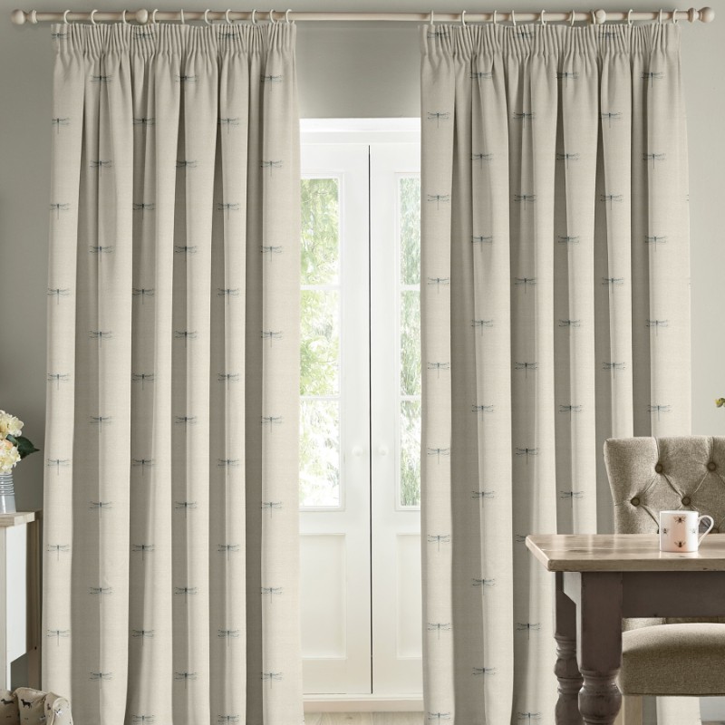 Sophie Allport Vector Dragonfly Teal Linen Curtains
