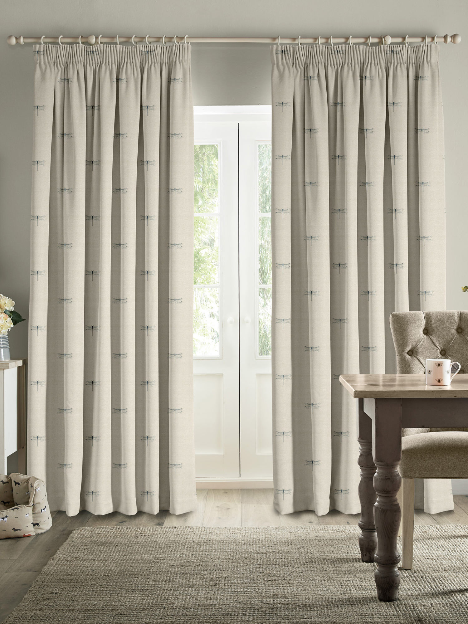 sophie allport vector dragonfly teal linen curtains
