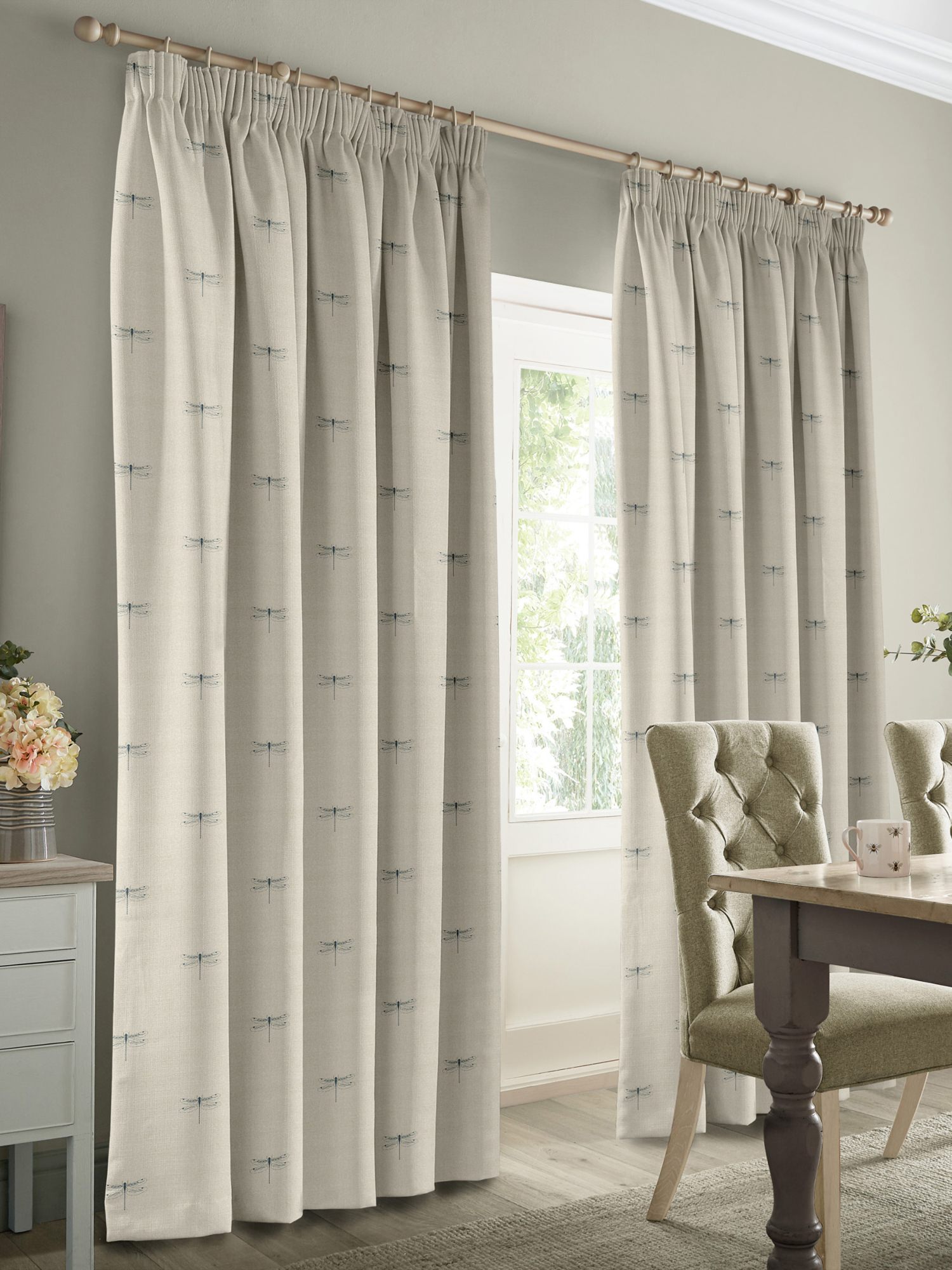 sophie allport vector dragonfly teal linen curtains