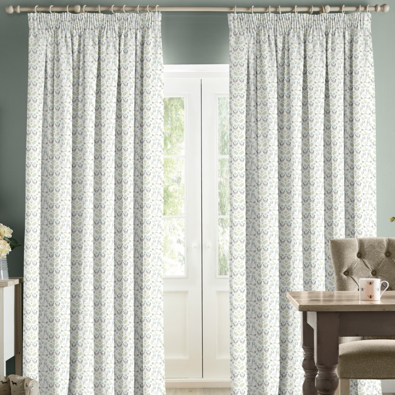 Sophie Allport Spring Chicken White Curtains