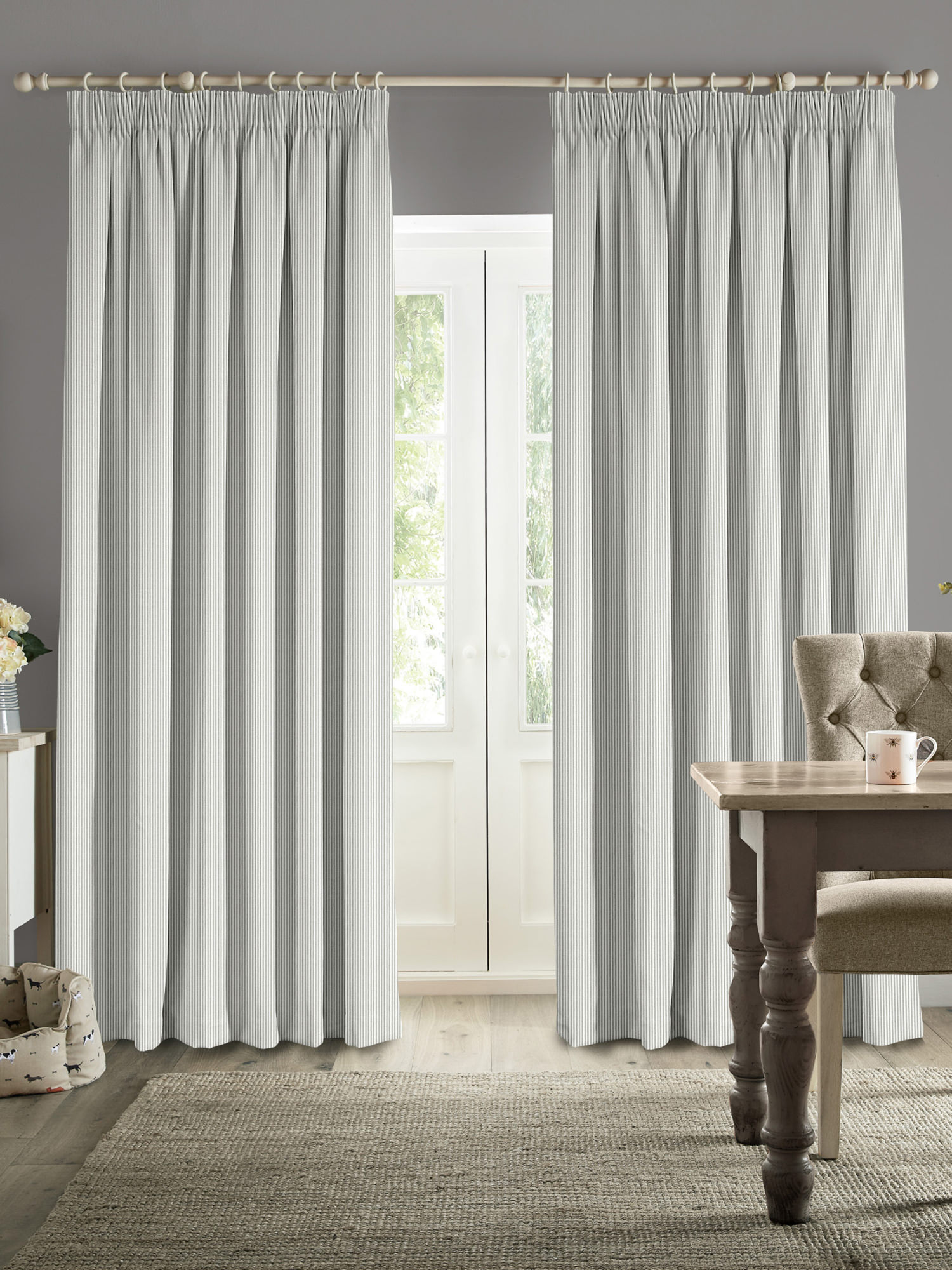 sophie allport stamford stripe grey curtains