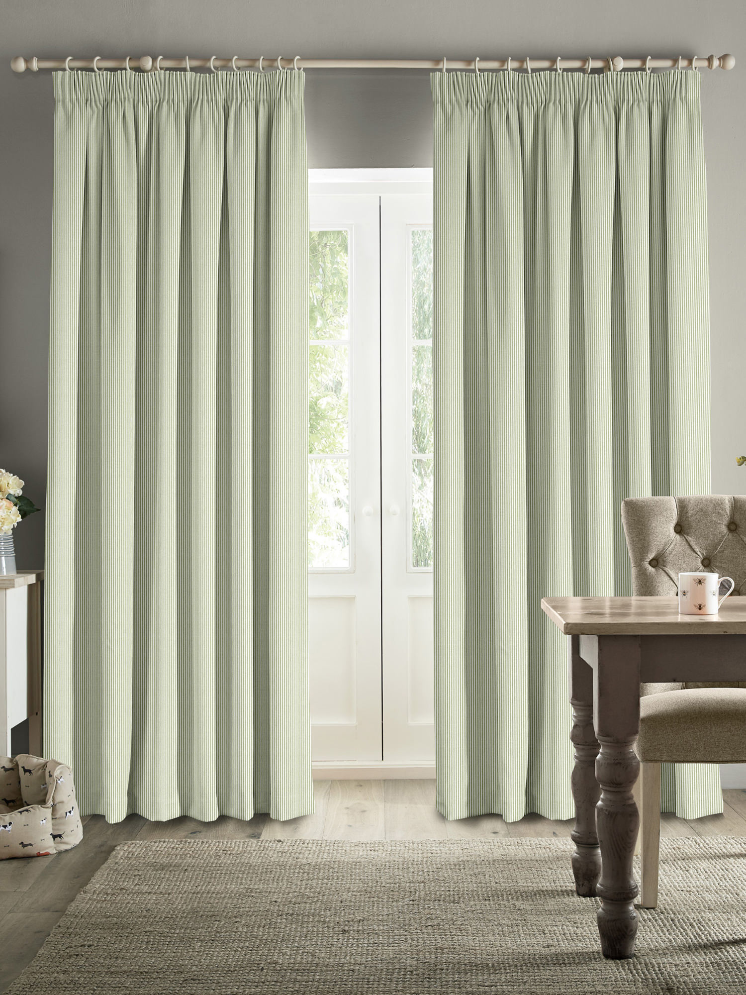 sophie allport stamford stripe sage curtains