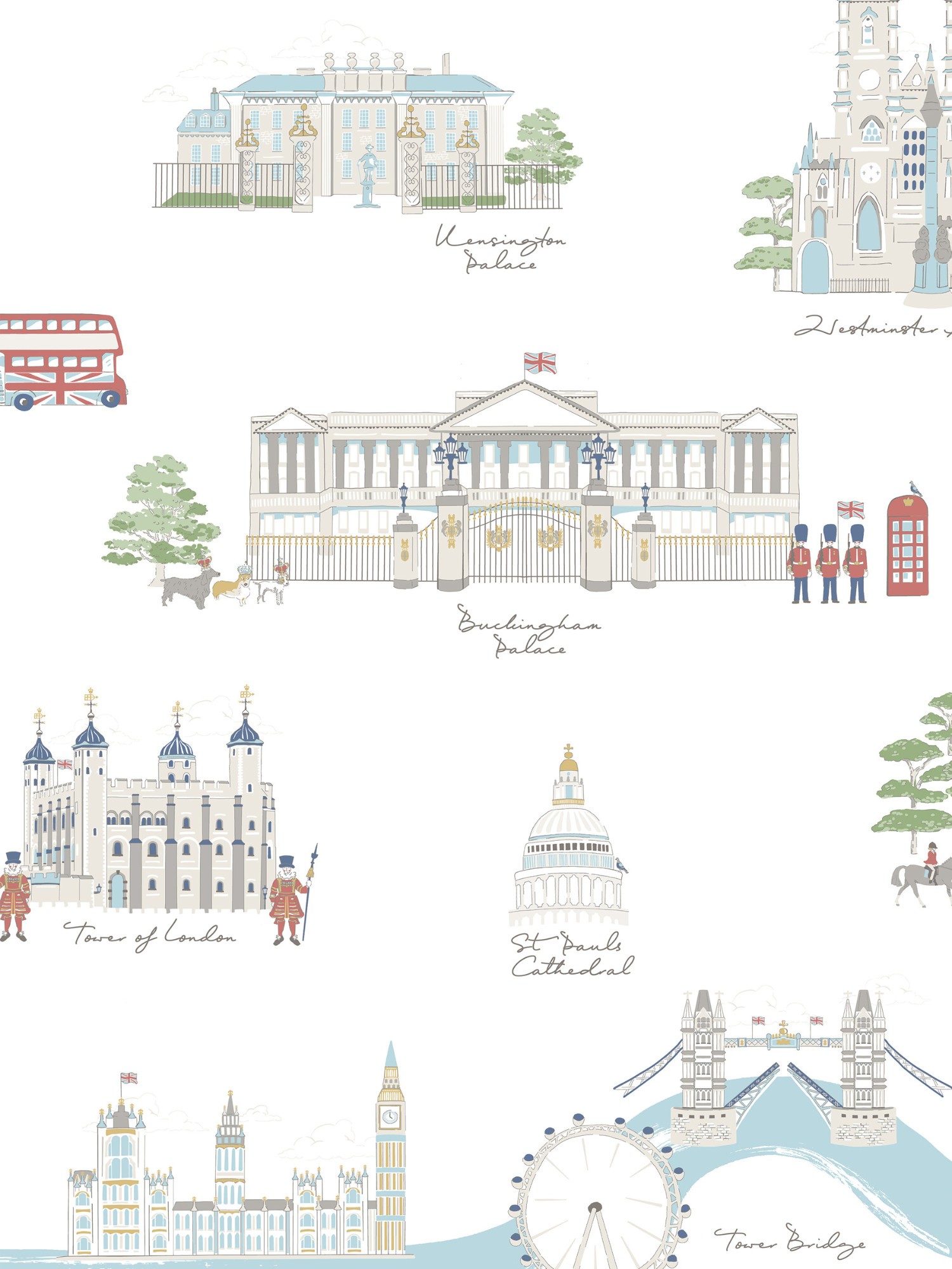 sophie allport london scene white & blue curtains