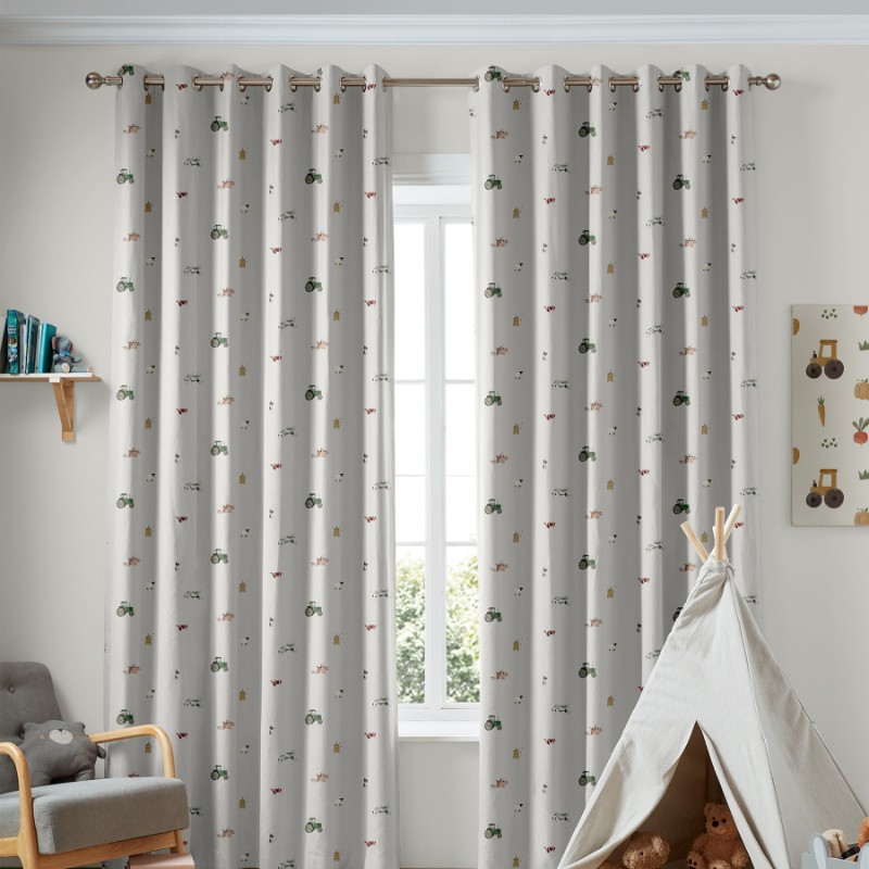 Sophie Allport On the Farm Soft Grey Curtains