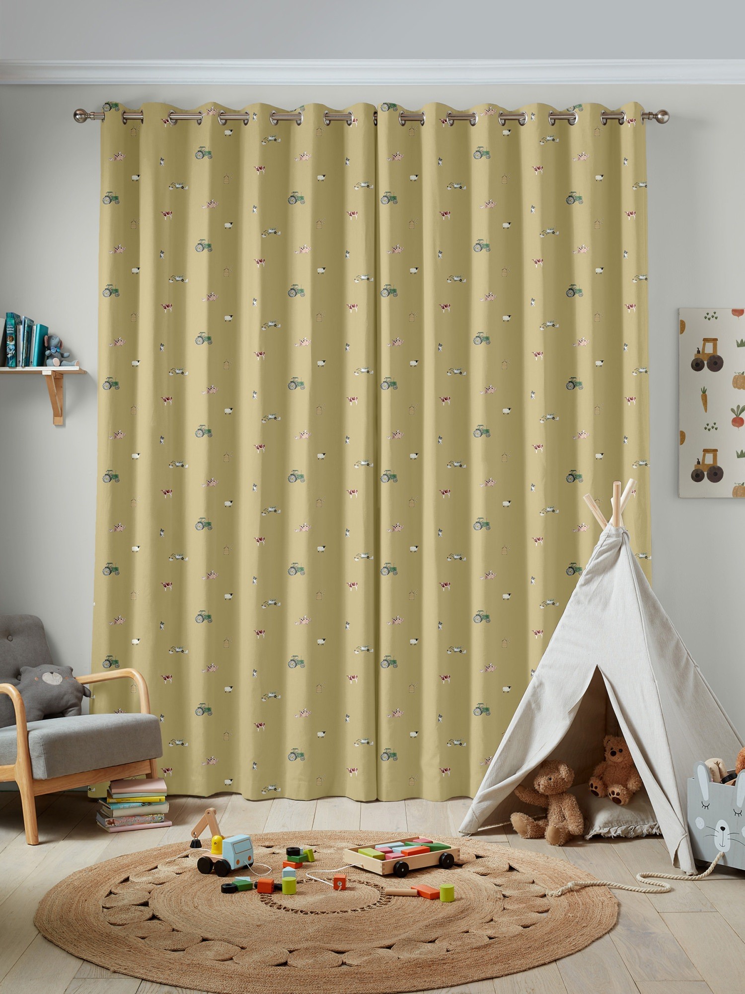 sophie allport on the farm mustard curtains