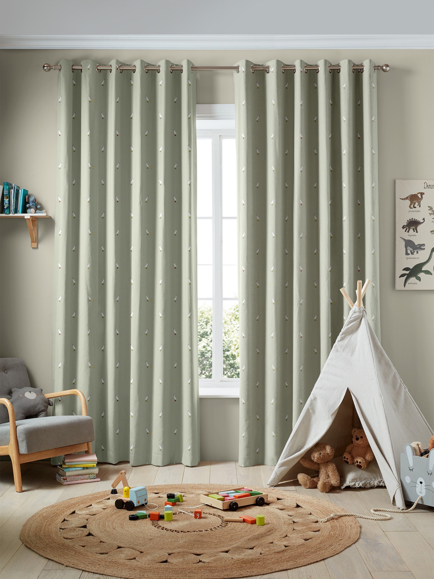 sophie allport runner duck sage green curtains