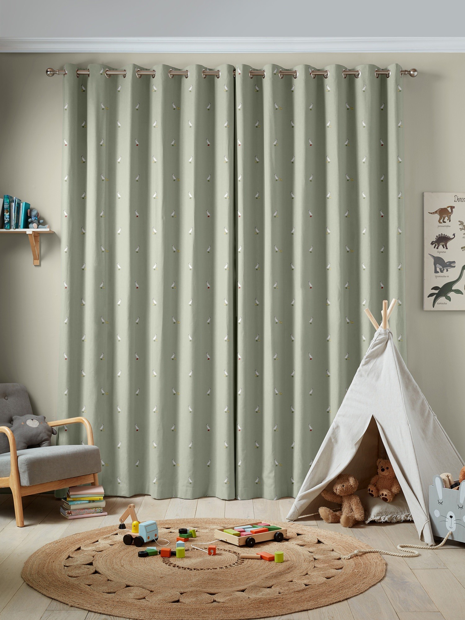 sophie allport runner duck sage green curtains