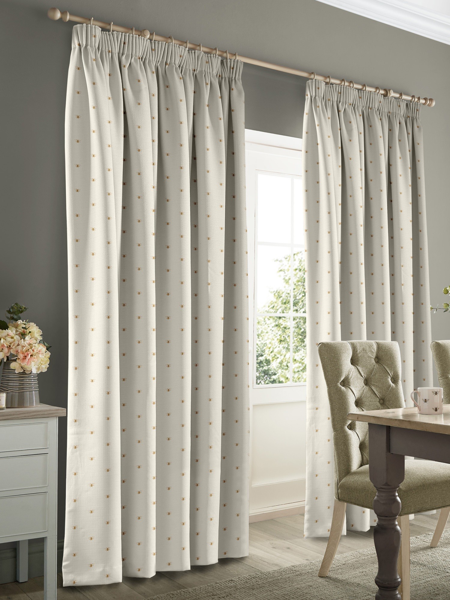 sophie allport gold bees cream curtains
