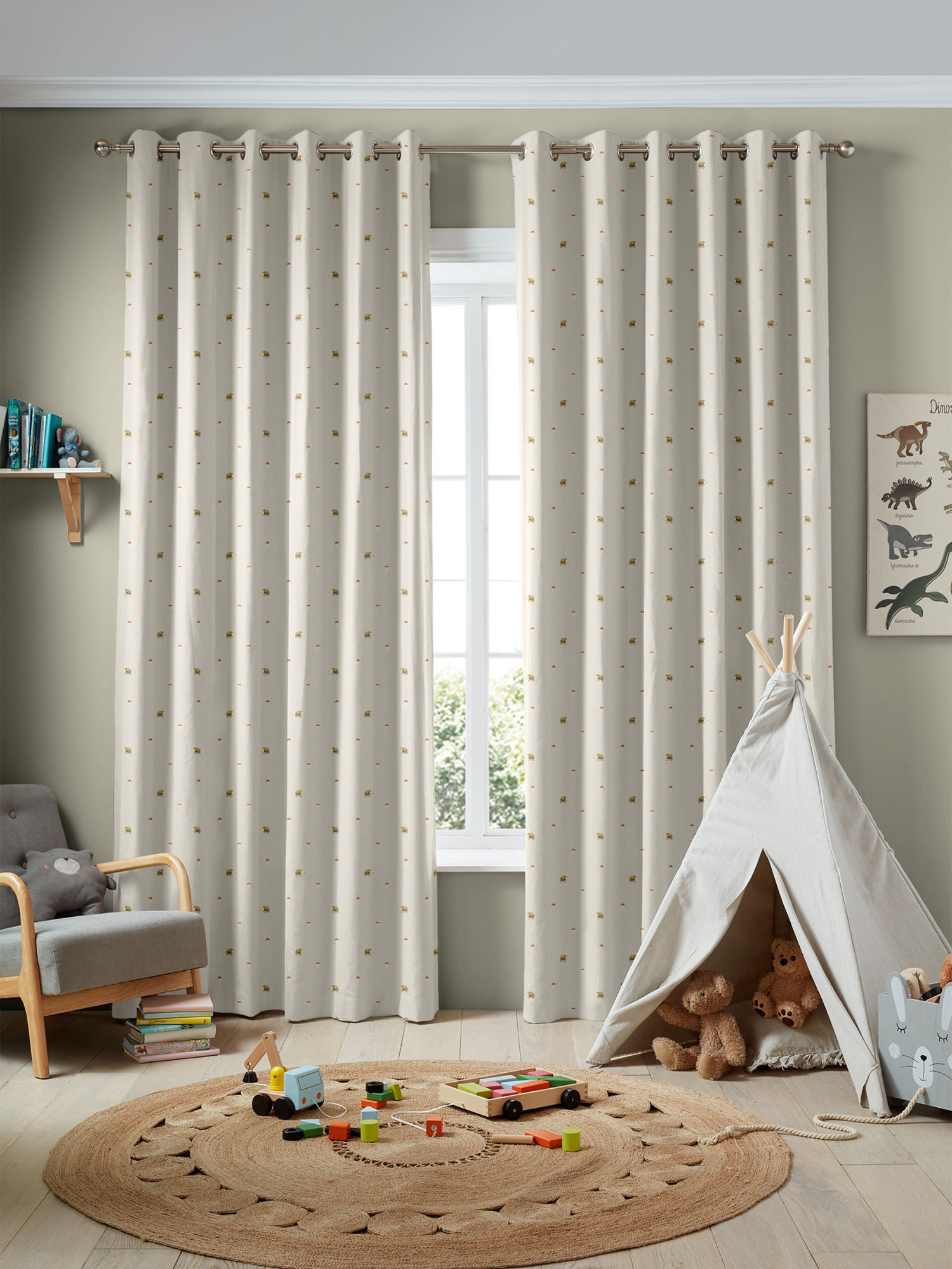 sophie allport woodland hedgehog neutral curtains