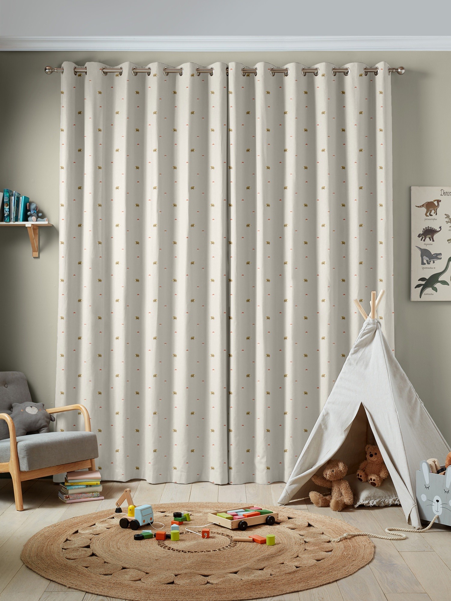 sophie allport woodland hedgehog neutral curtains