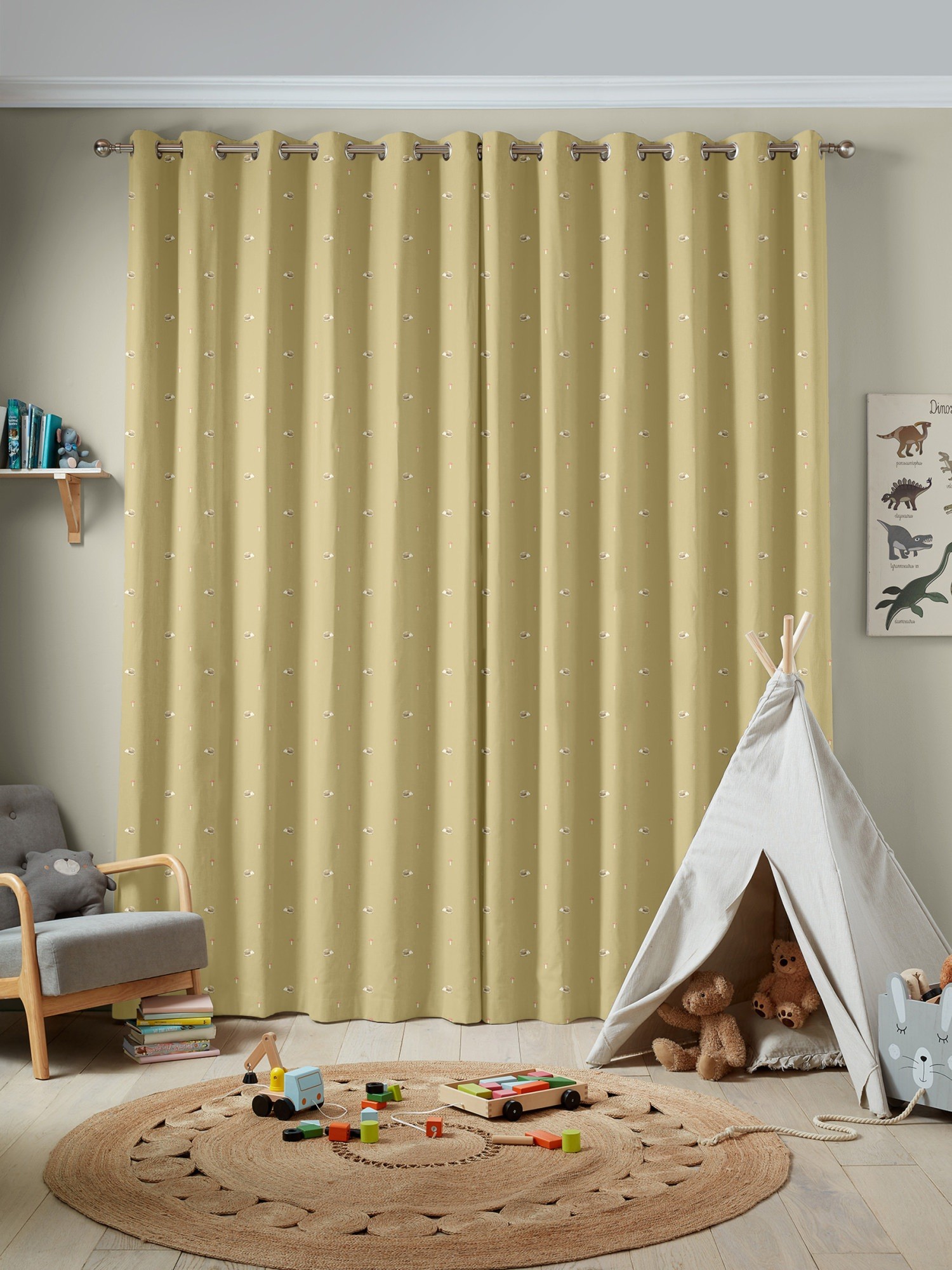 sophie allport woodland hedgehog mustard curtains