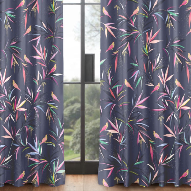 Sara Miller Bamboo Smokey Blue Curtains