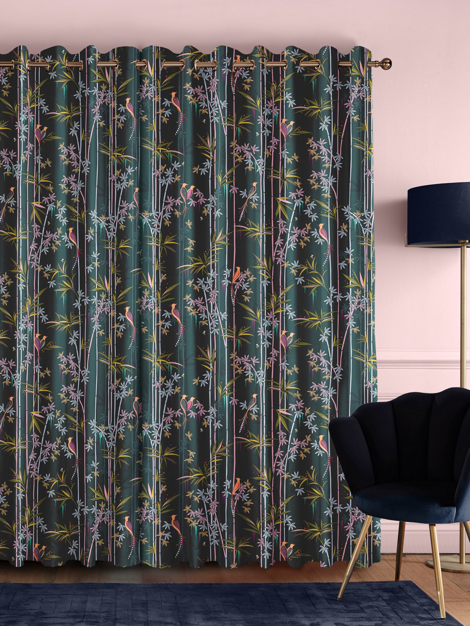 sara miller linear bamboo dark green curtains