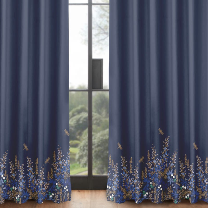 Sara Miller Wisteria Navy Curtains