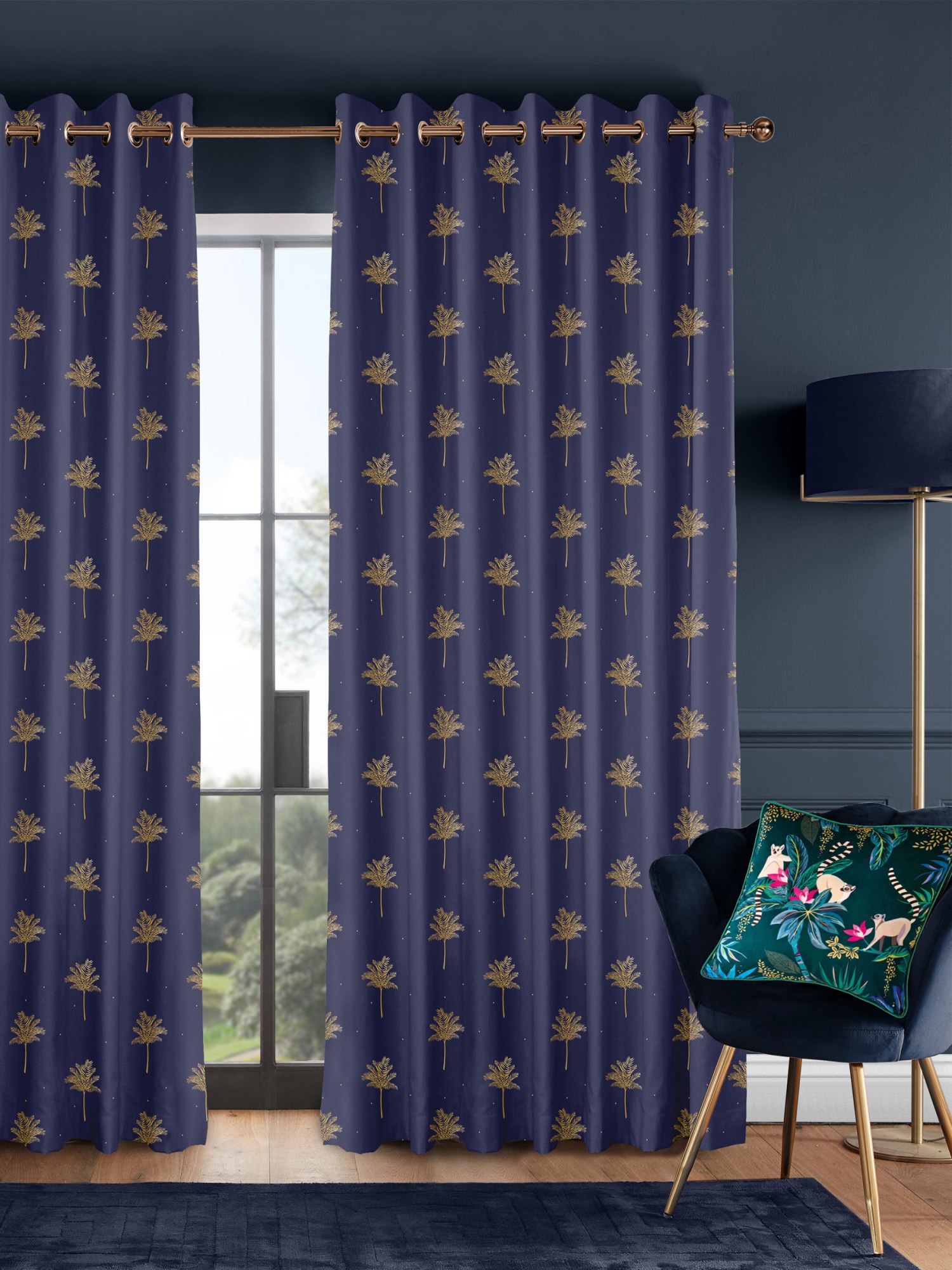 sara miller small palm tree navy curtains