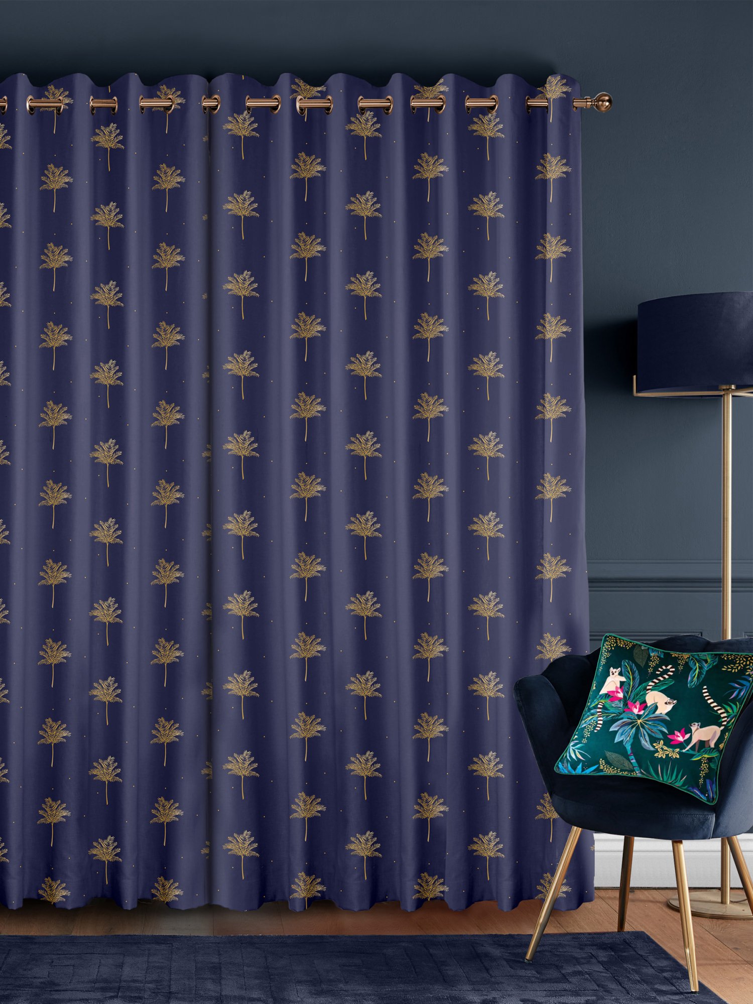 sara miller small palm tree navy curtains