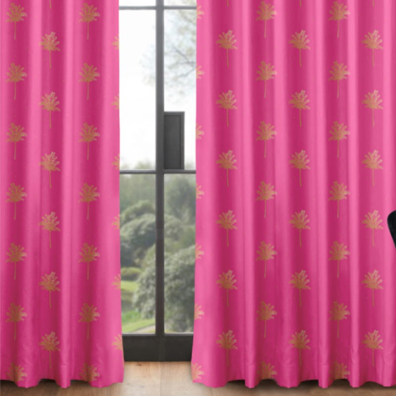 Sara Miller Small Palm Tree Pink Curtains
