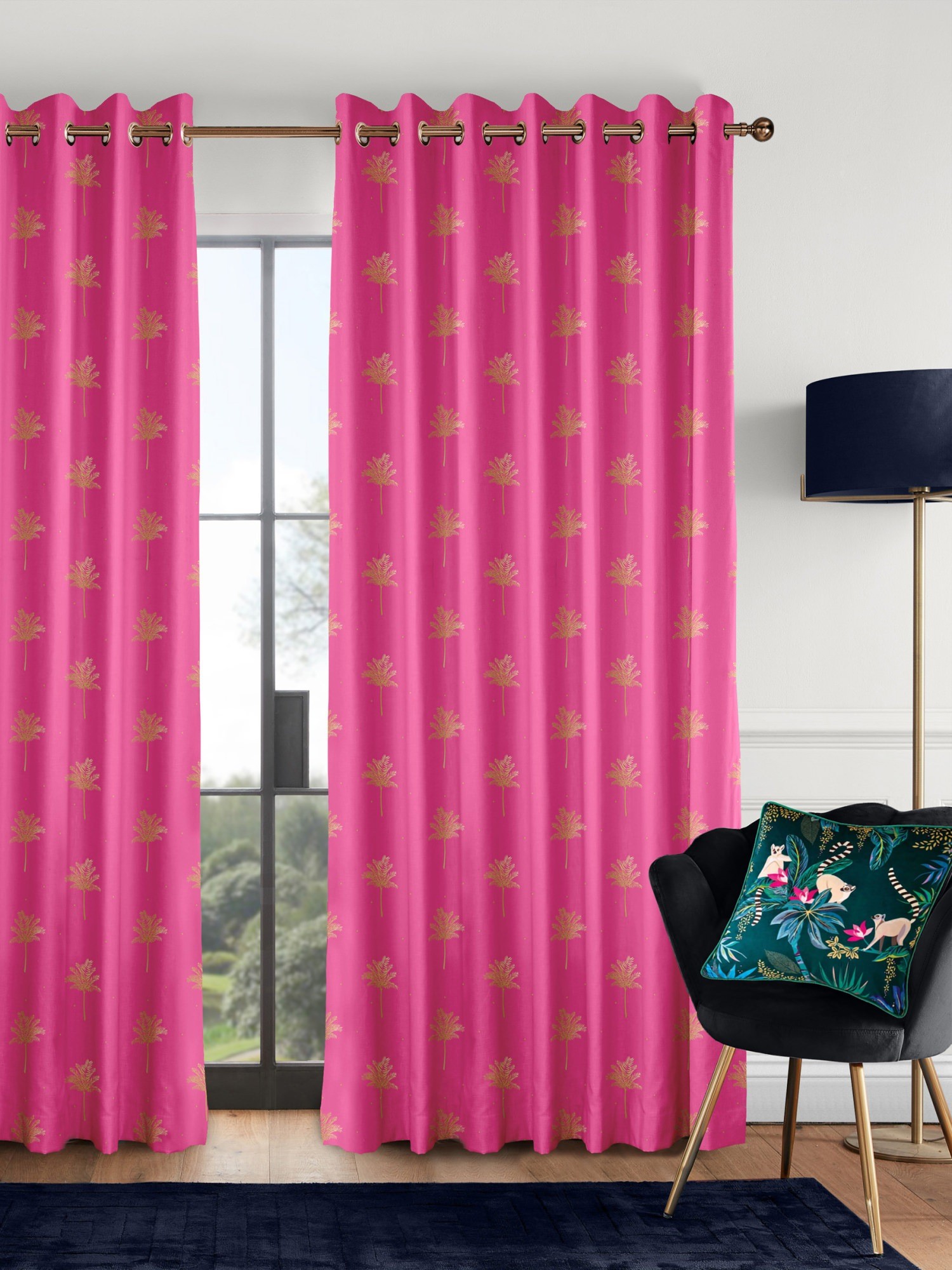 sara miller small palm tree pink curtains