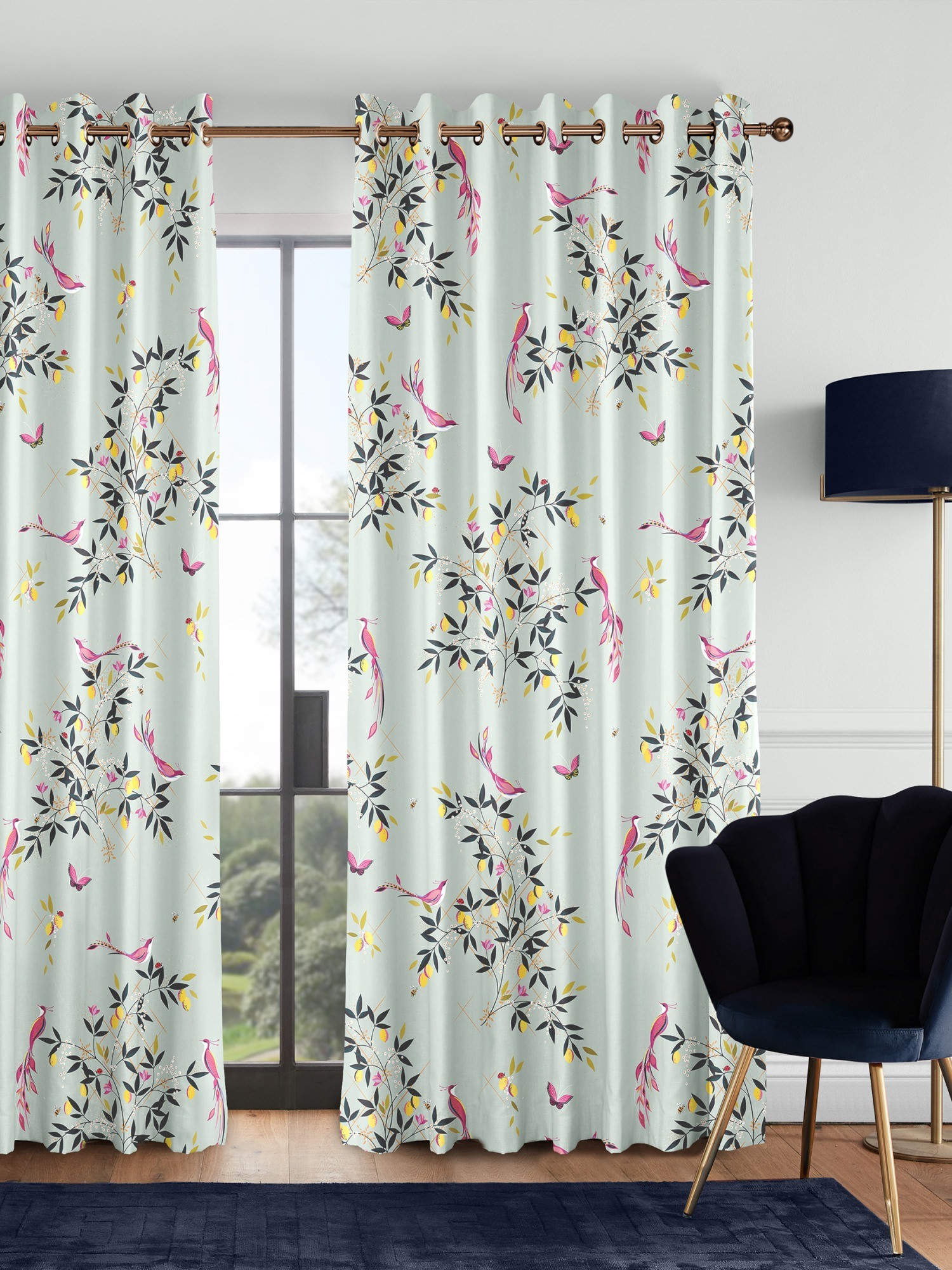 sara miller birds & trellis duckegg curtains