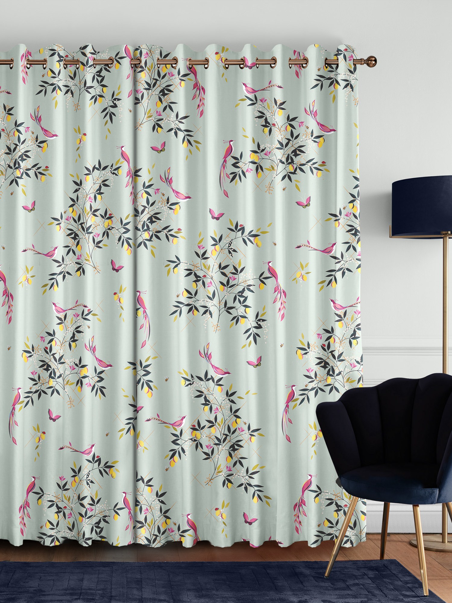 sara miller birds & trellis duckegg curtains
