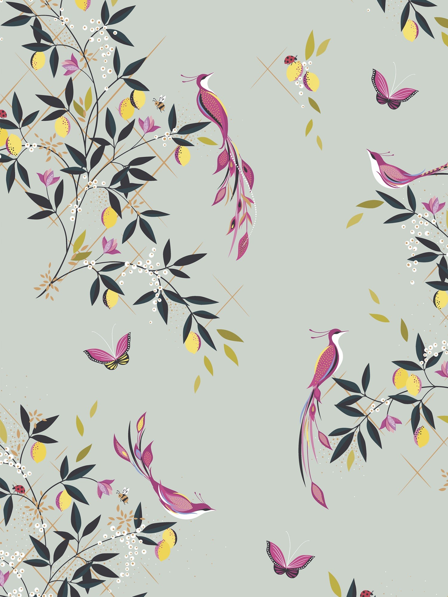 sara miller birds & trellis duckegg curtains