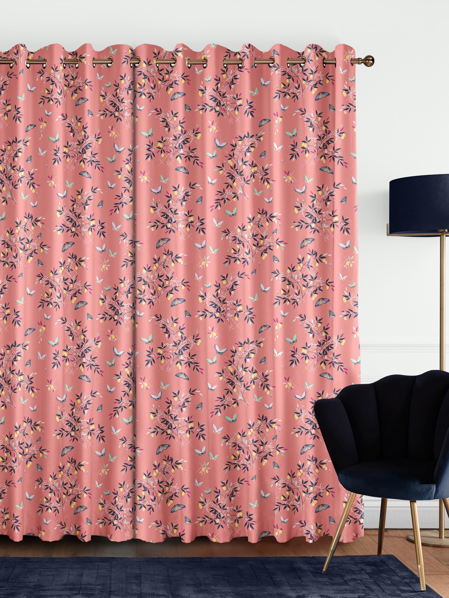 sara miller butterflies & trellis peach curtains