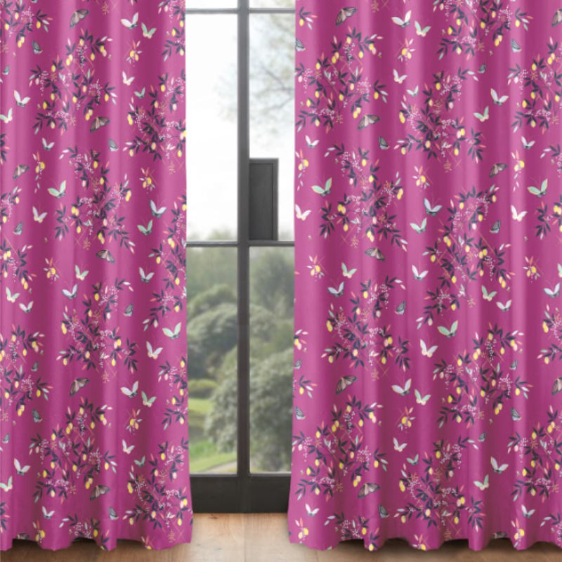 Sara Miller Butterflies & Trellis Purple Curtains